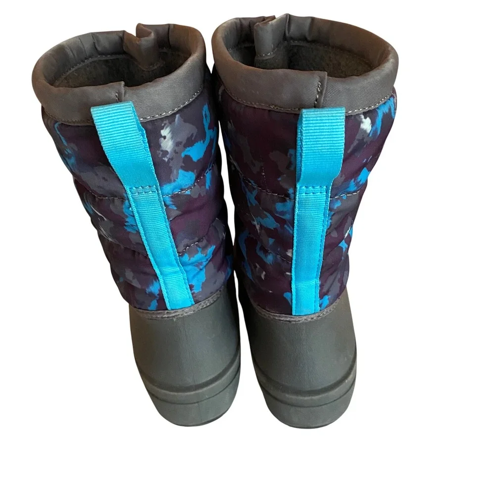 Bogs Snow Boots Youth 1 Winter Boots Gray Blue Waterproof Flaw